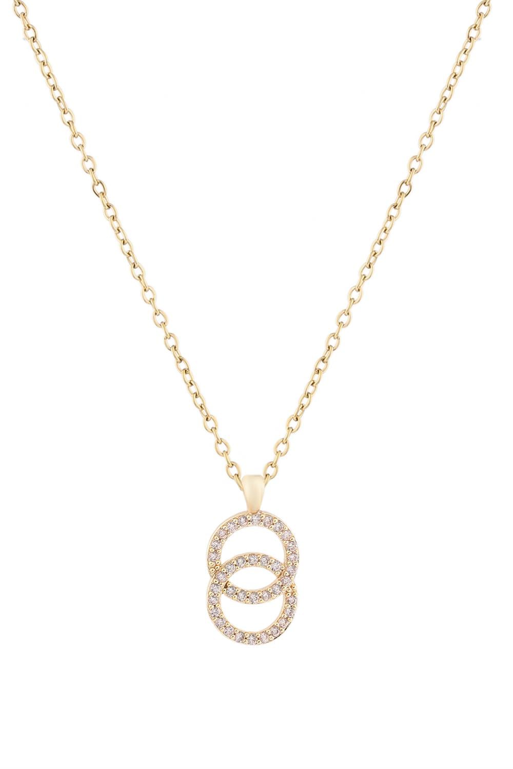 İkili Halka Gold Zirkon Kolye