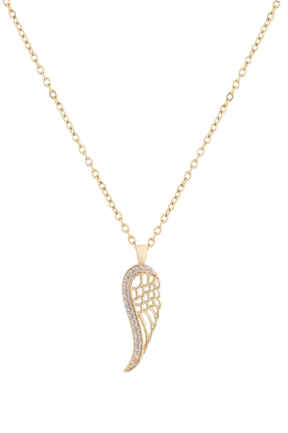 Melek Kanadı Gold Zirkon Kolye