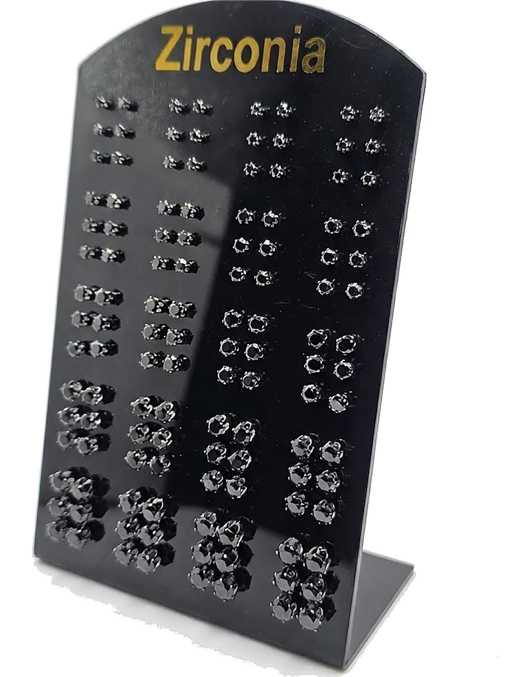 Stand Zirkon Küpe SİYAH (60 Çift )