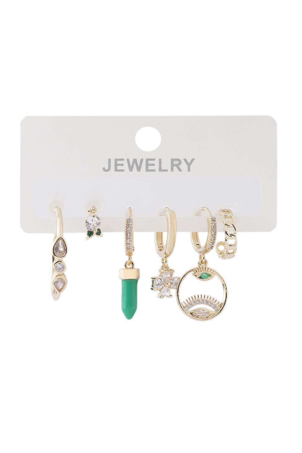 Vip Altılı Set Küpe Gold