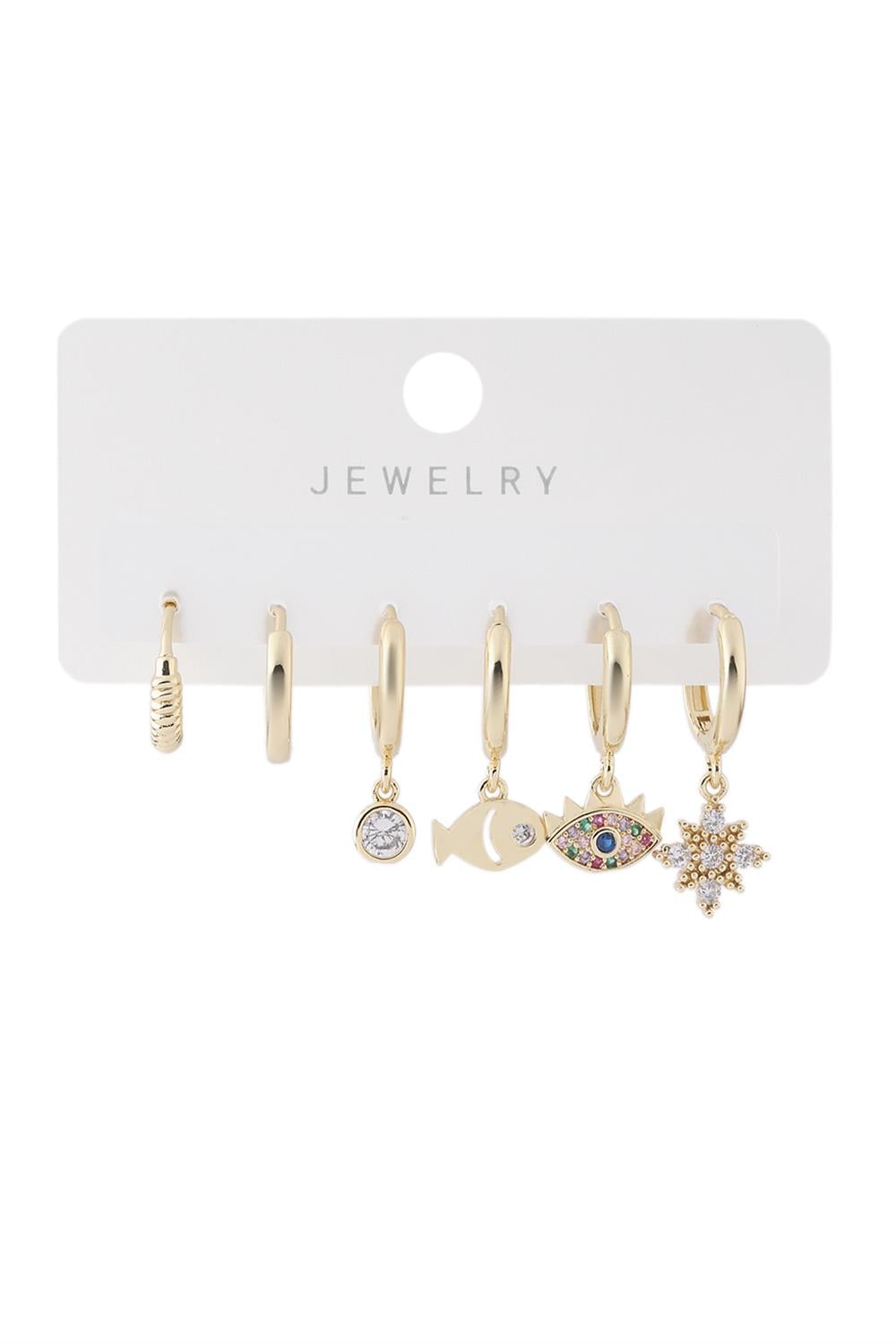 Vip Altılı Set Küpe Gold