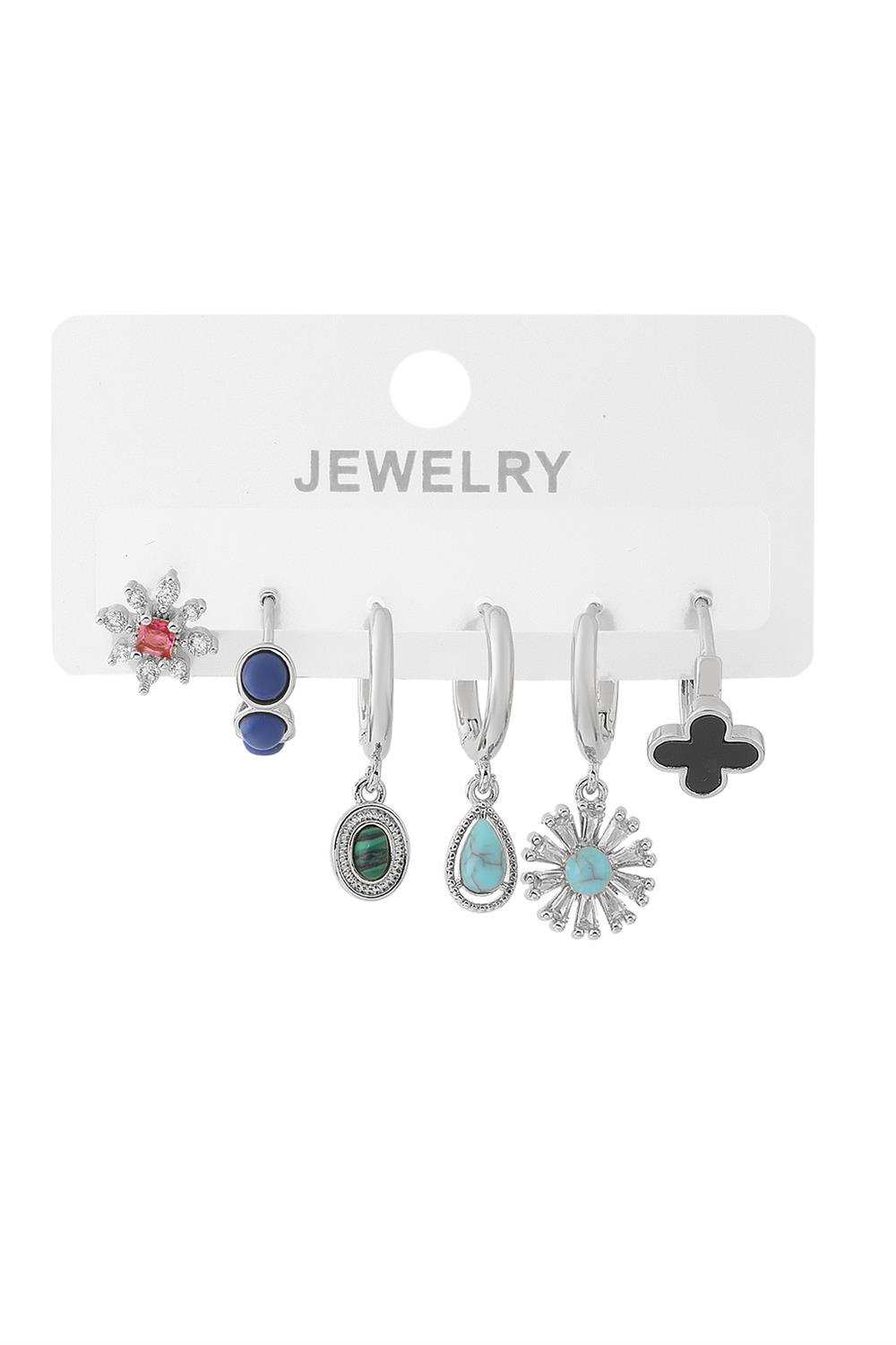 Vip Altılı Set Küpe Silver