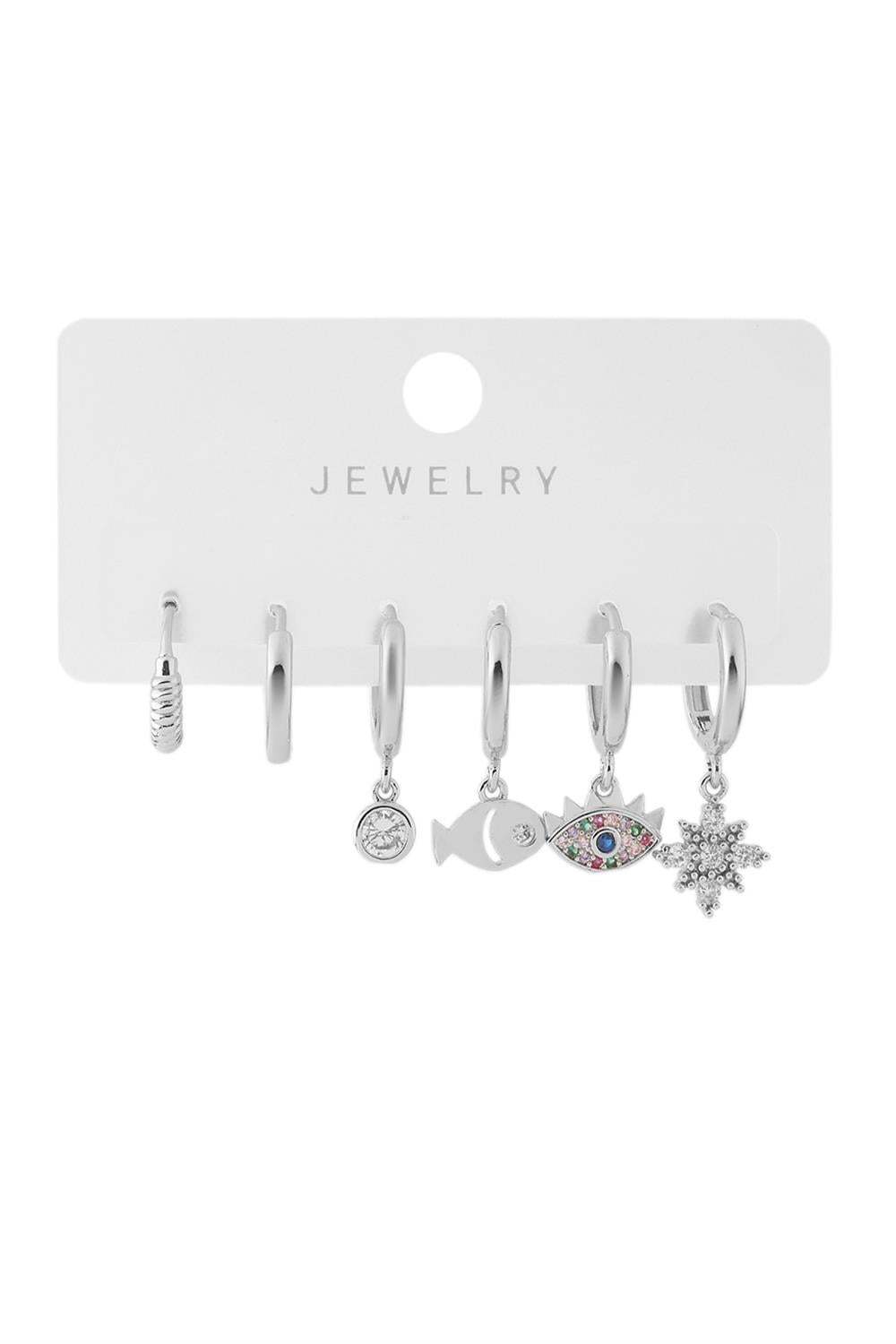 Vip Altılı Set Küpe Silver