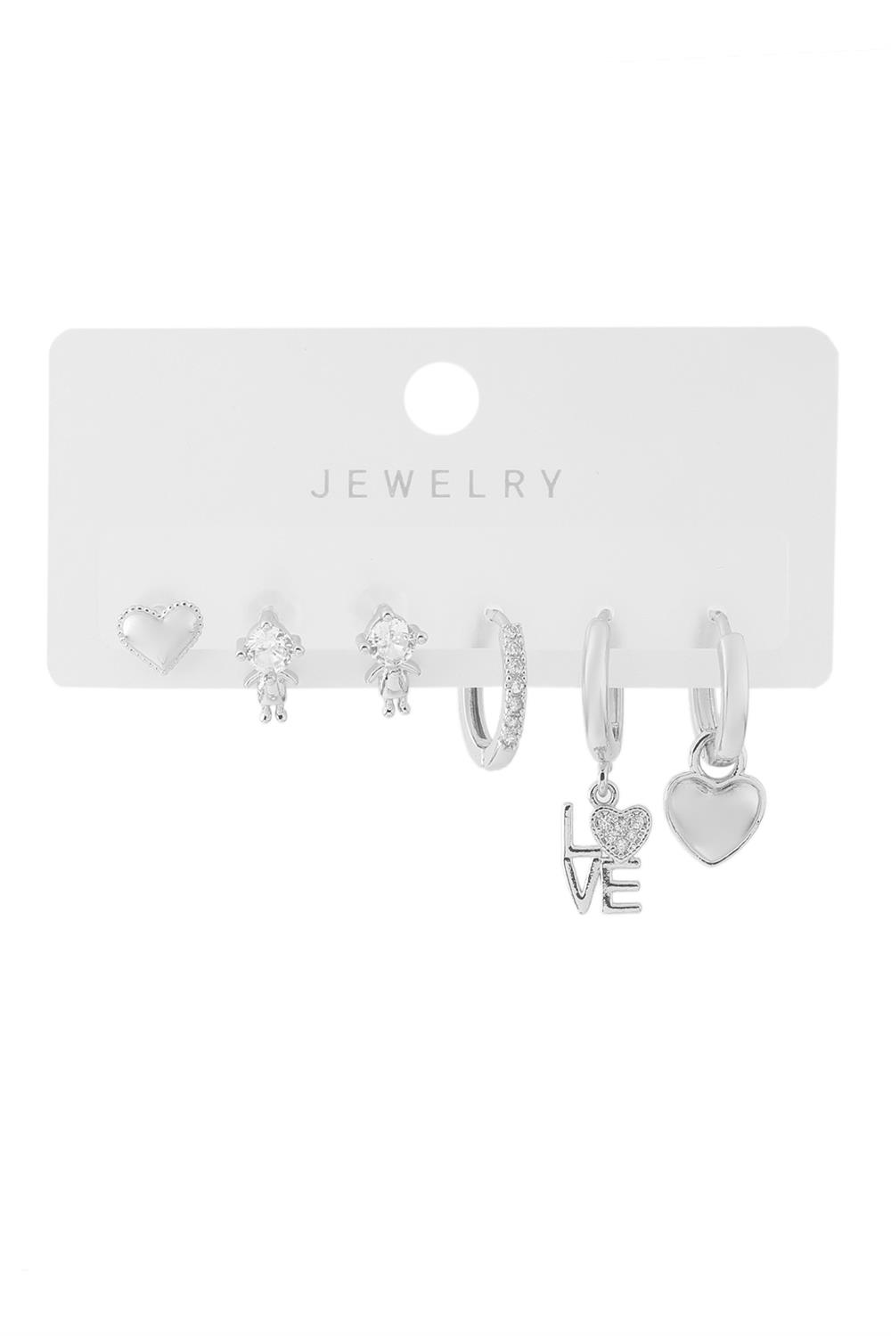 Vip Altılı Set Küpe Silver