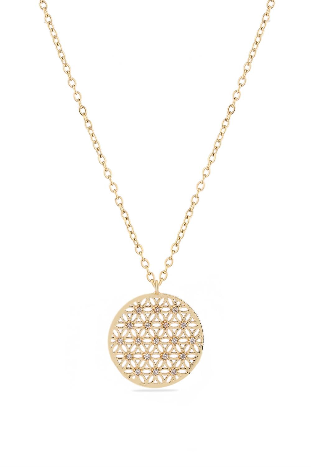Yaşam Çiçeği Gold Zirkon Kolye