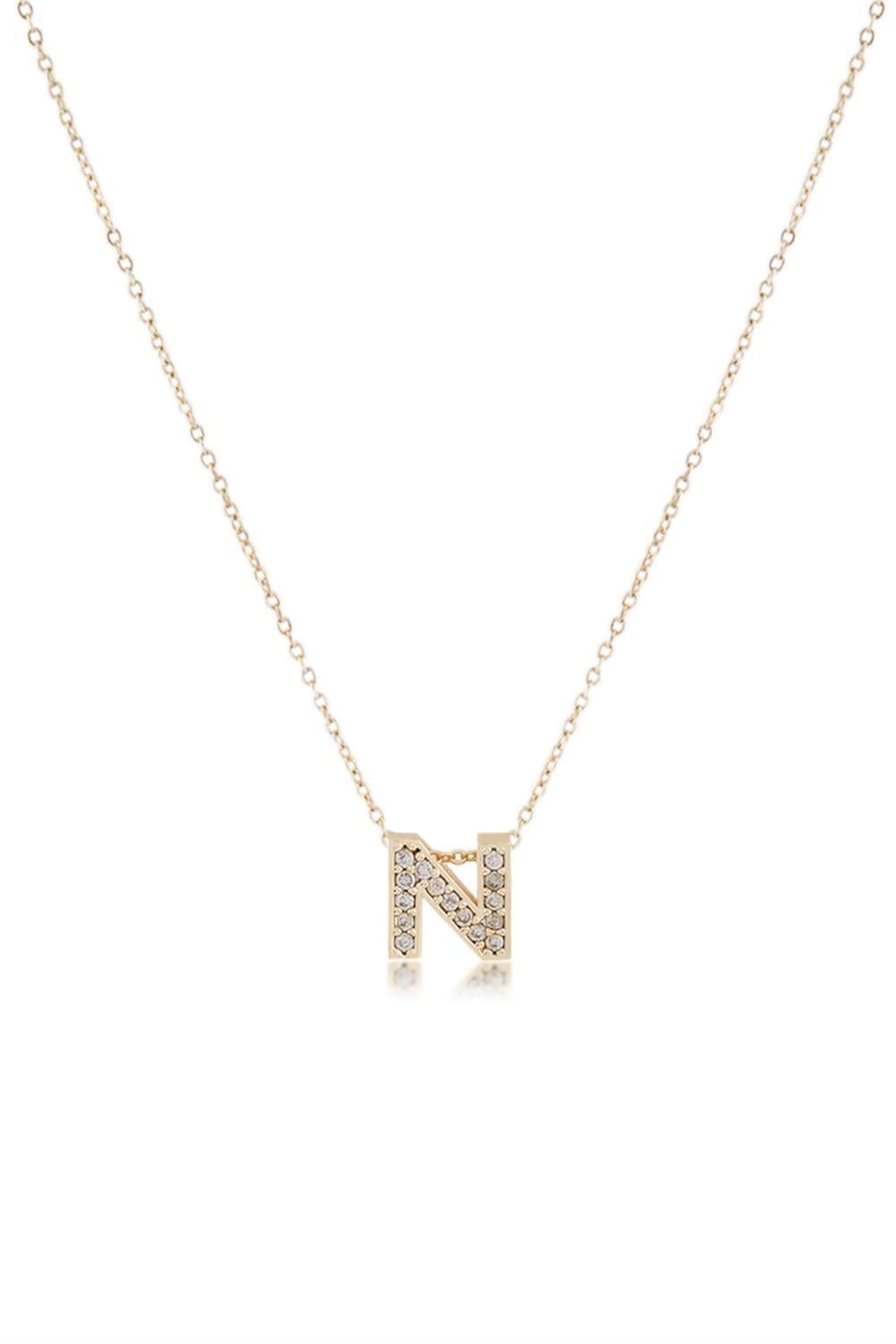Zirkon Harf Kolye GOLD 45cm