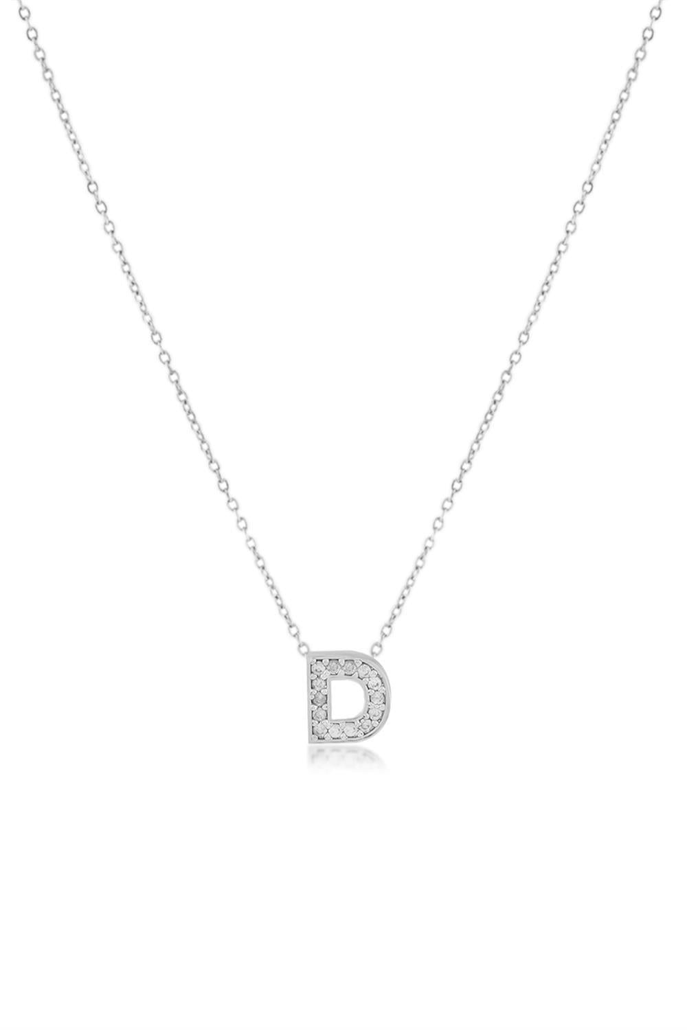 Zirkon Harf Kolye SILVER 45cm