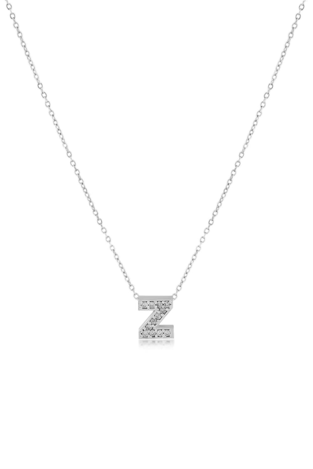 Zirkon Harf Kolye SILVER 45cm