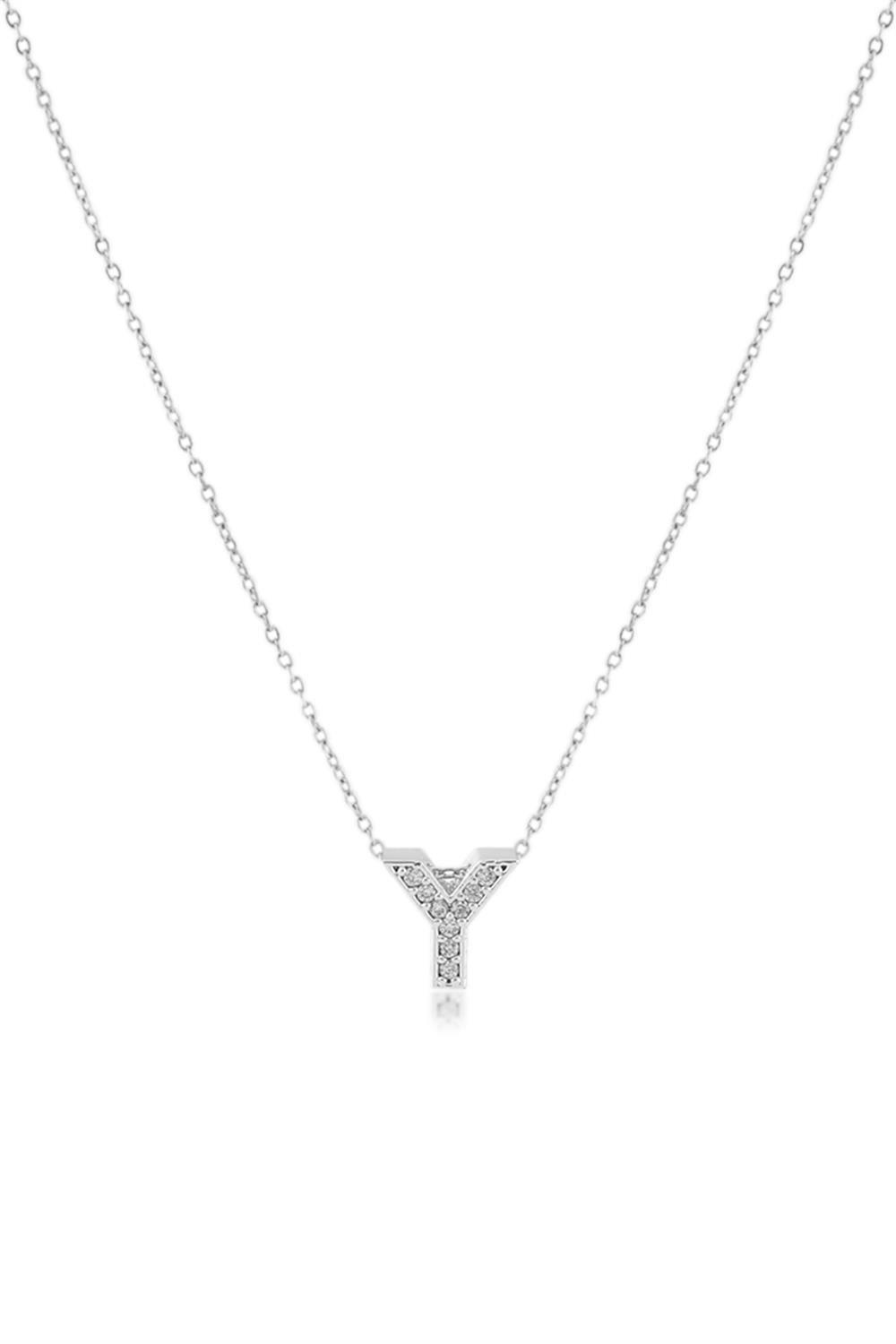 Zirkon Harf Kolye SILVER 45cm