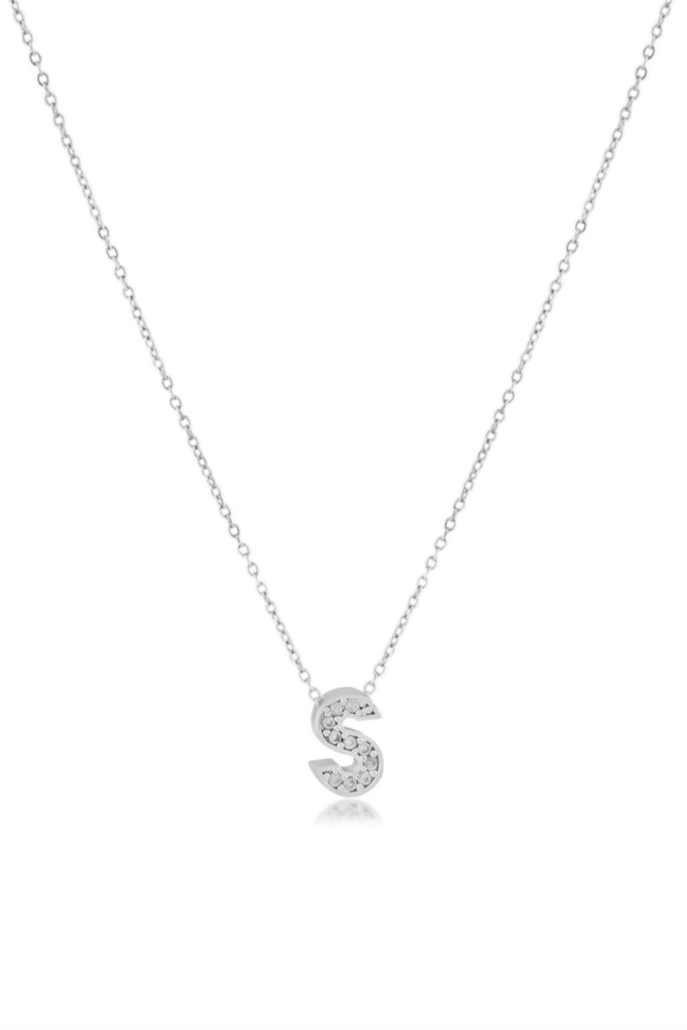 Zirkon Harf Kolye SILVER 45cm