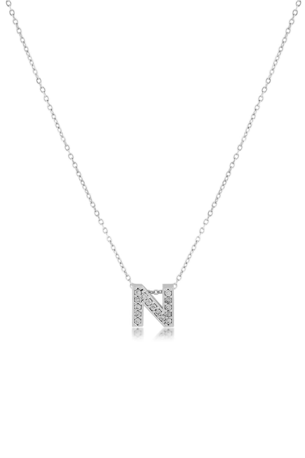 Zirkon Harf Kolye SILVER 45cm