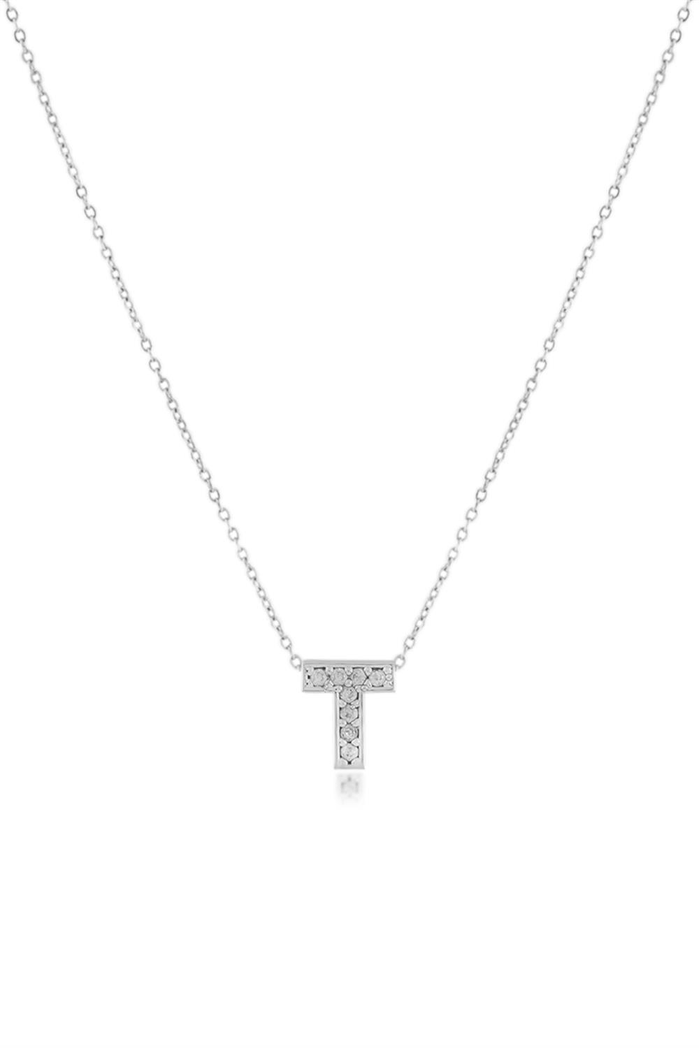 Zirkon Harf Kolye SILVER 45cm