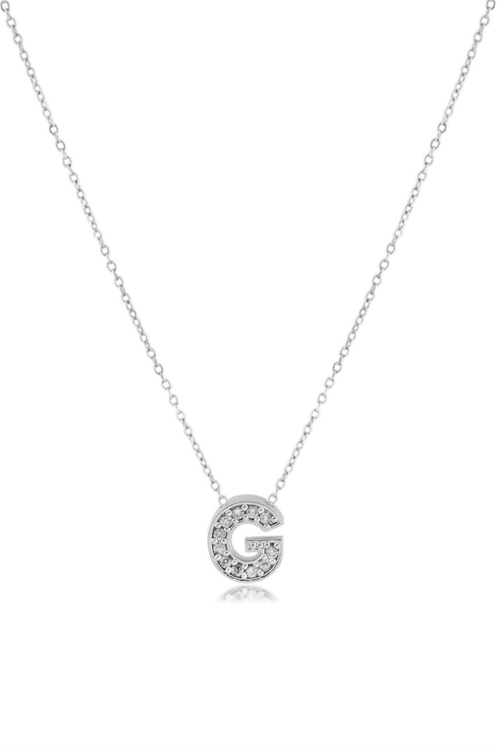 Zirkon Harf Kolye SILVER 45cm