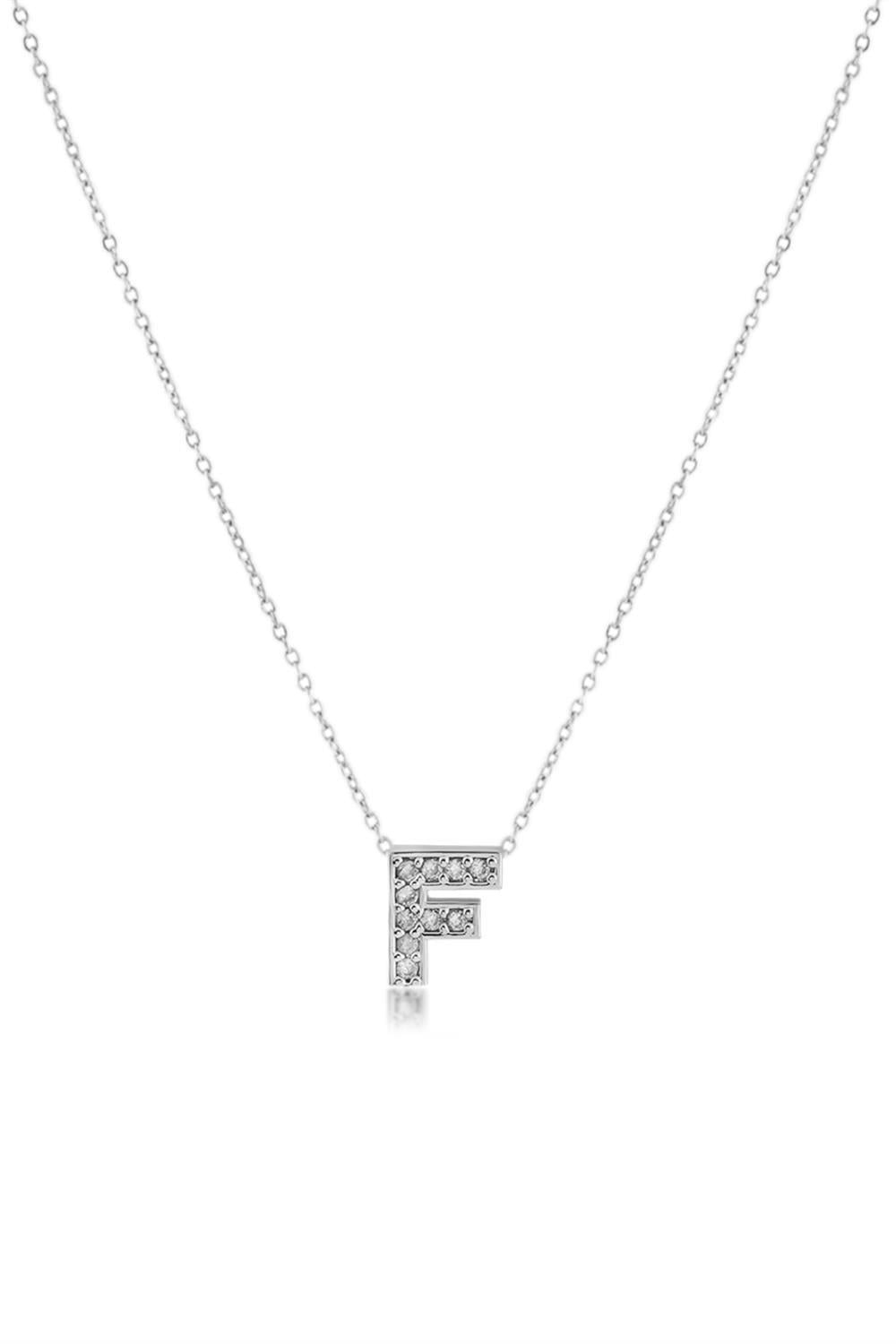 Zirkon Harf Kolye SILVER 45cm