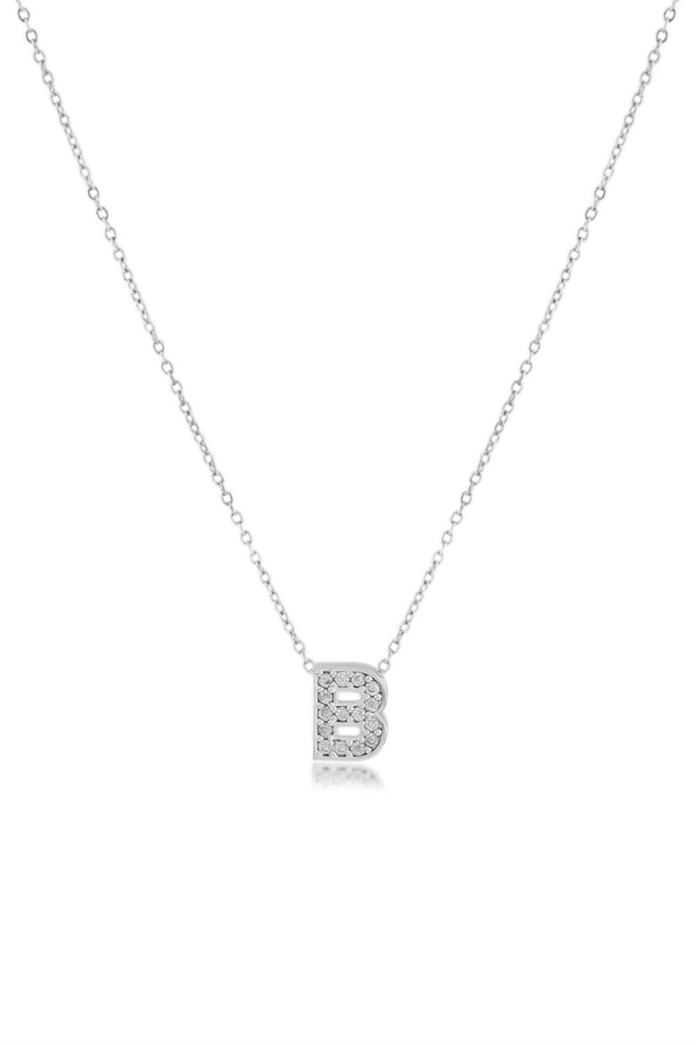 Zirkon Harf Kolye SILVER 45cm