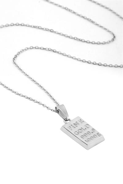  Külçe Çelik Kolye Silver