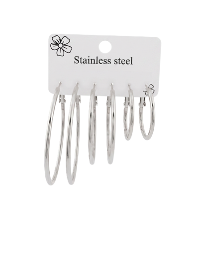 Çelik Altılı Küpe SILVER