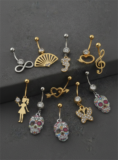 Çelik Göbek Piercing MIX 10 ADET