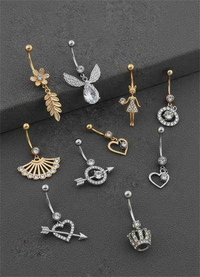 Çelik Göbek Piercing MIX 10 ADET