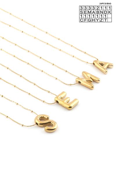 Çelik Harf Kolye Gold (24 Adet)