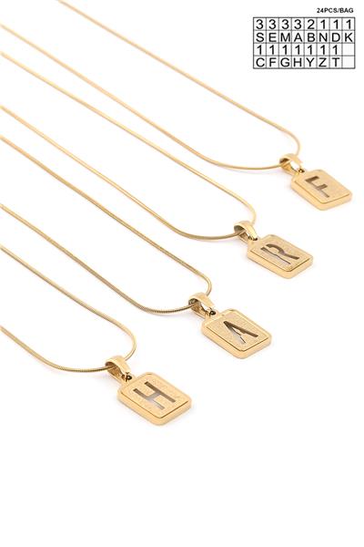 Çelik Harf Kolye Gold (24 Adet)