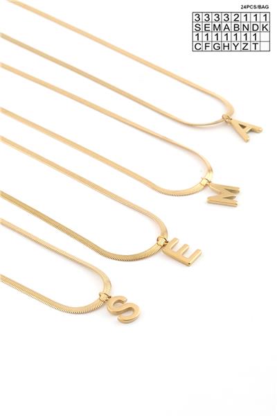 Çelik Harf Kolye Gold (24 Adet)