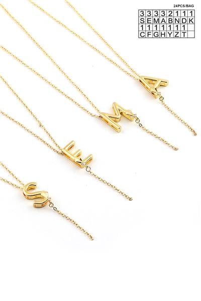 Çelik Harf Kolye Gold (24 Adet)