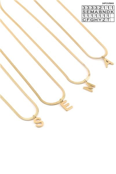 Çelik Harf Kolye Gold (24 Adet)