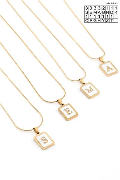 Çelik Harf Kolye Gold (24 Adet)