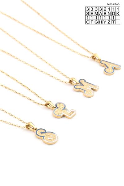 Çelik Harf Kolye Gold (24 Adet)