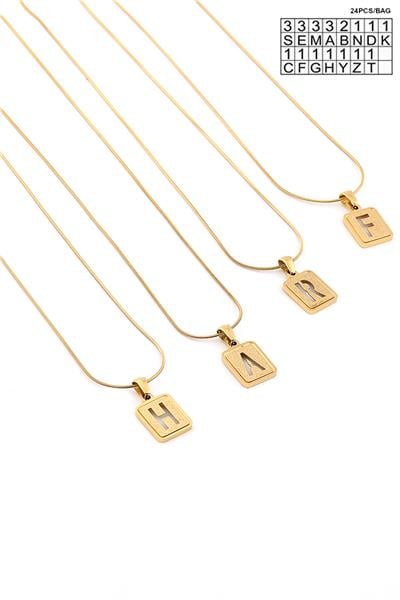 Çelik Harf Kolye Gold (24 Adet)