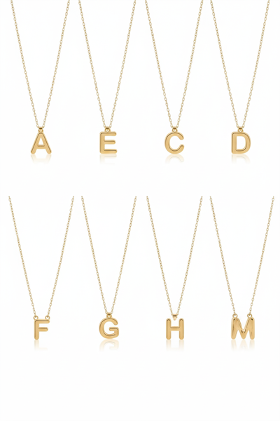 Çelik Harf Kolye GOLD 45cm