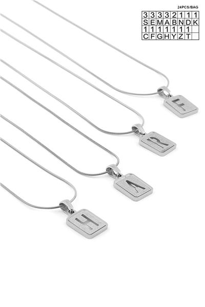 Çelik Harf Kolye Silver (24 Adet)