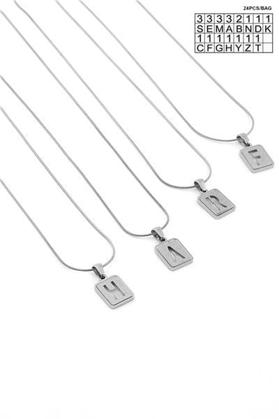 Çelik Harf Kolye Silver (24 Adet)