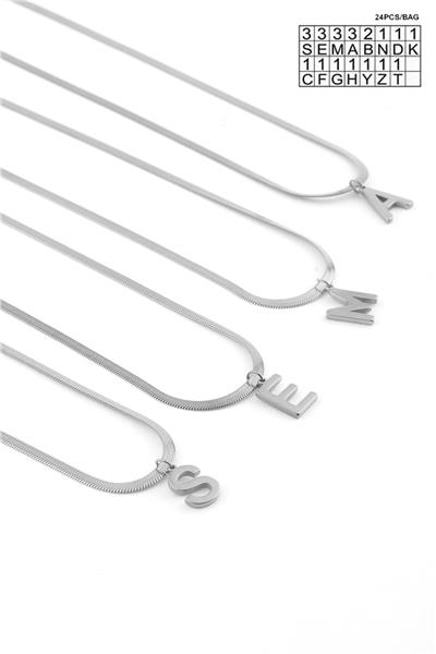 Çelik Harf Kolye Silver (24 Adet)