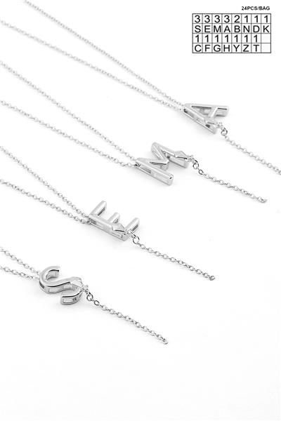 Çelik Harf Kolye Silver (24 Adet)