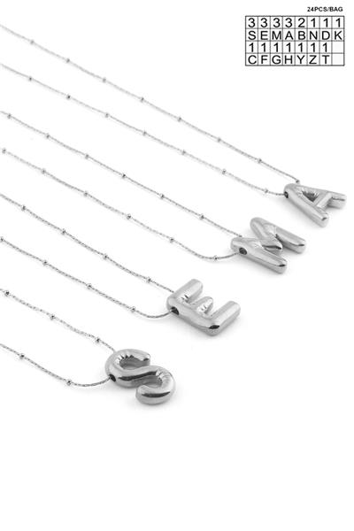 Çelik Harf Kolye Silver (24 Adet)