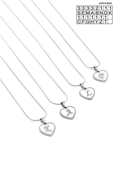 Çelik Harf Kolye Silver (24 Adet)