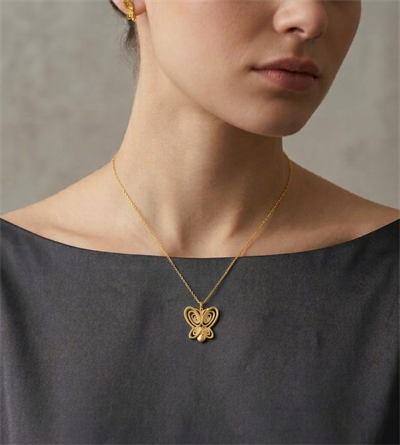 Çelik Kelebek Kolye GOLD 45 cm
