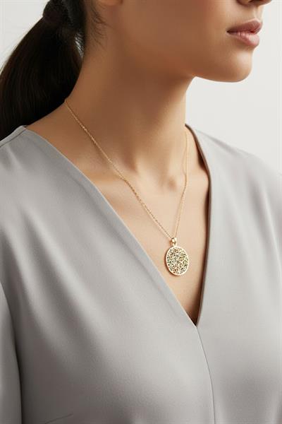 Çelik Yaşam Çiçeği Kolye GOLD 45 cm