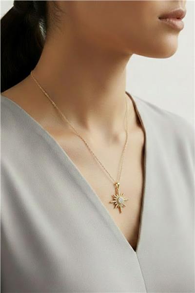 Çelik Güneş  Kolye GOLD 45 cm