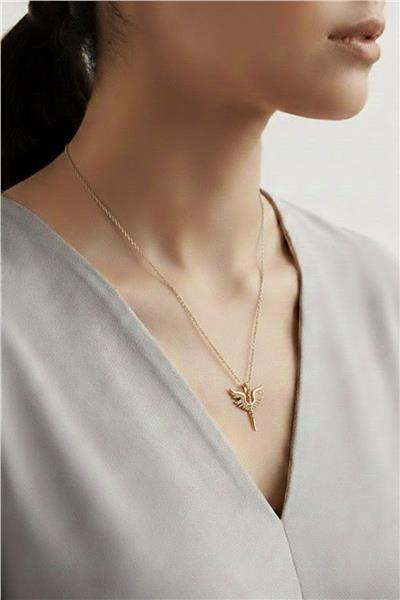 Çelik Mikail Meleği Kolye GOLD 45 cm