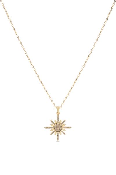 Çelik Güneş  Kolye GOLD 45 cm