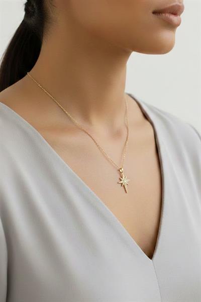 Çelik Kutup Yıldızı Kolye GOLD 45 cm
