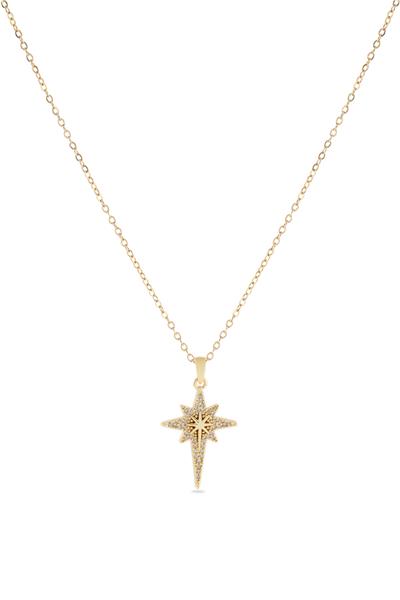 Çelik Kutup Yıldızı Kolye GOLD 45 cm