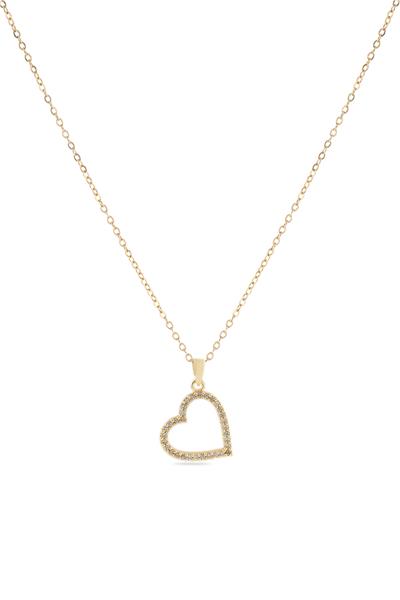 Çelik Kalp Kolye GOLD 45 cm