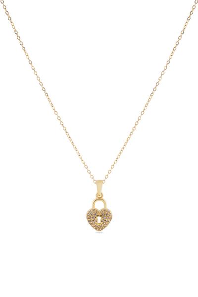 Çelik Kalp Kolye GOLD 45 cm