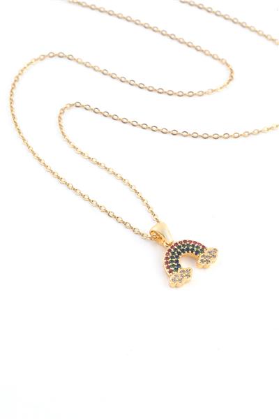 Çelik Gökkuşağı Kolye Gold 45cm