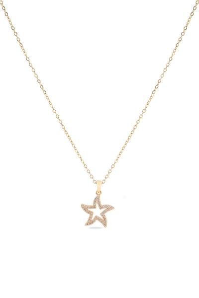 Çelik Yıldız Kolye Gold 45cm