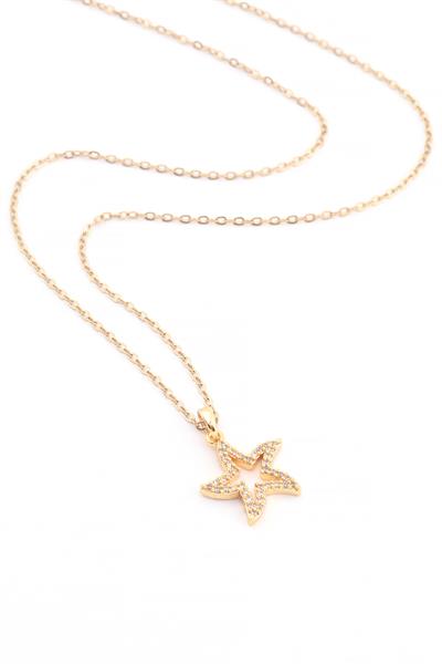 Çelik Yıldız Kolye Gold 45cm